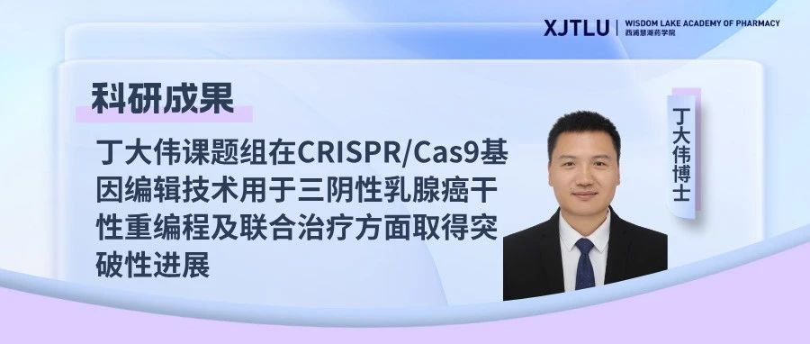 科研成果 | 丁大伟课题组在CRISPR/Cas9基因编辑技术用于三阴性乳腺癌干性重编程及联合治疗方面取得突破性进展