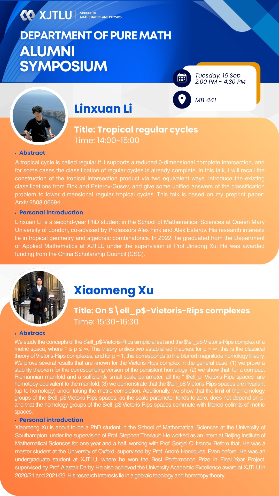 Department of Pure Math Alumni Symposium - Xi'an Jiaotong