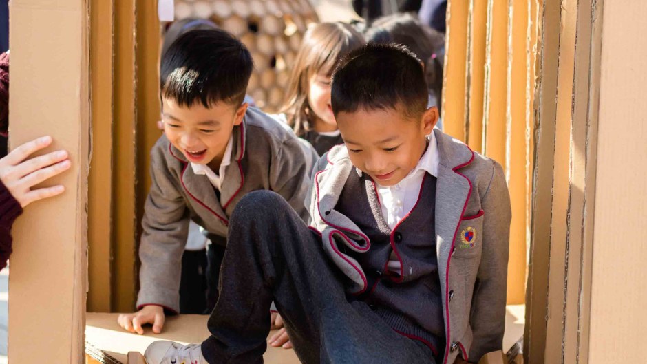 Students design cardboard dream houses for kids